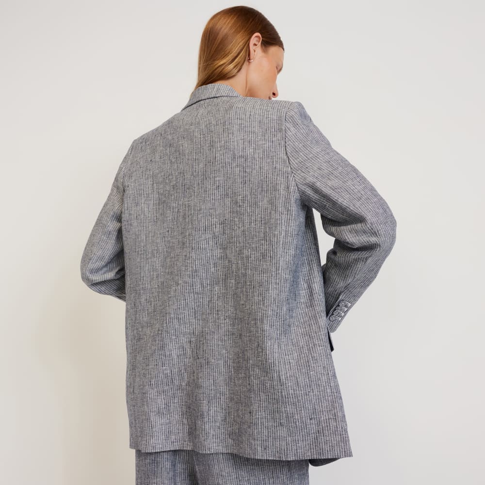 The Oversized Blazer in Linen | Canvas Tan / Navy