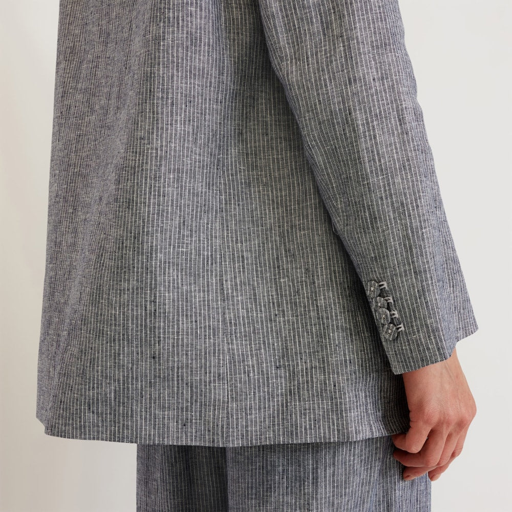 The Oversized Blazer in Linen | Canvas Tan / Navy
