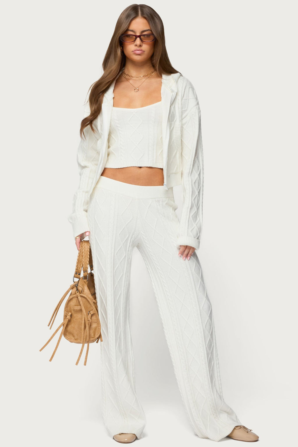 Louise Cable Knit Hooded Cardigan