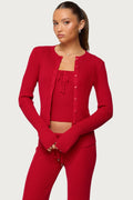 Adannah Ribbed Knit Button Up Cardigan
