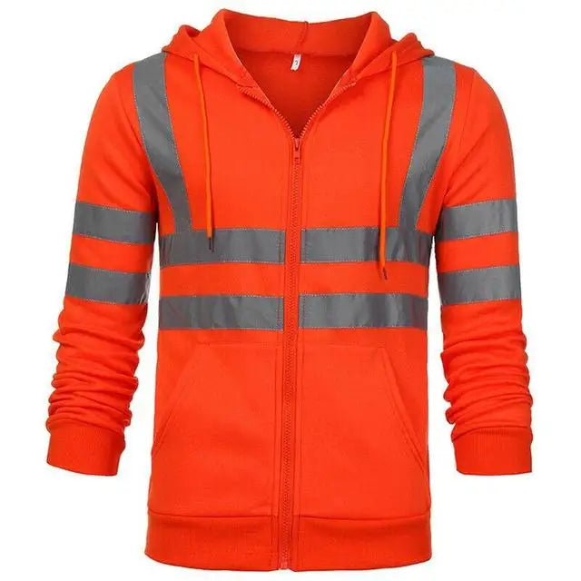 Safety Reflective Sweatshirt Men Winter Zipper Sweatshirts Hoodie Men Hoody Sweatshirts Male Black Hoodies For Men Workwear