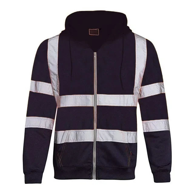 Safety Reflective Sweatshirt Men Winter Zipper Sweatshirts Hoodie Men Hoody Sweatshirts Male Black Hoodies For Men Workwear
