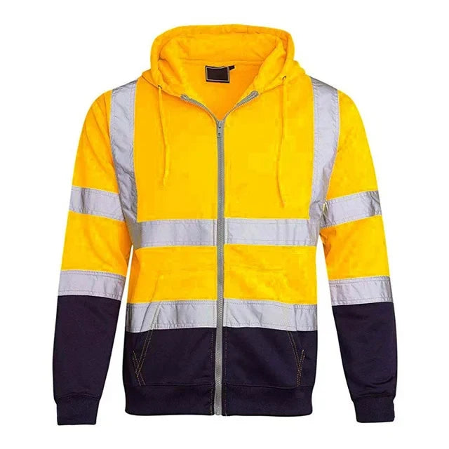 Safety Reflective Sweatshirt Men Winter Zipper Sweatshirts Hoodie Men Hoody Sweatshirts Male Black Hoodies For Men Workwear