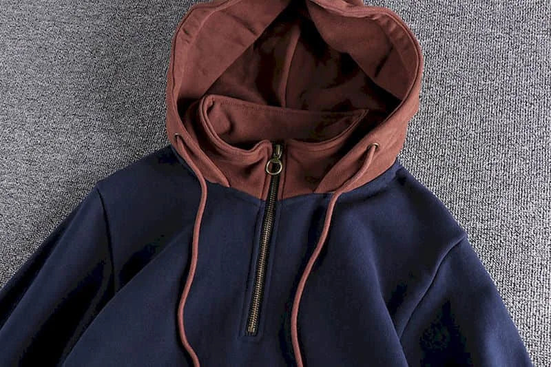 Casual Handsome Hoodies Men 2025 Autumn Winter Retro Trend Color Contrast Hooded Jacket Youth Stand-up Collar Mens Coat
