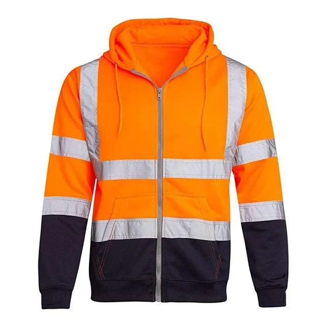 Safety Reflective Sweatshirt Men Winter Zipper Sweatshirts Hoodie Men Hoody Sweatshirts Male Black Hoodies For Men Workwear