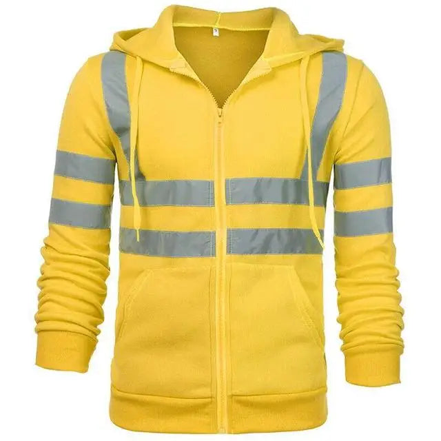 Safety Reflective Sweatshirt Men Winter Zipper Sweatshirts Hoodie Men Hoody Sweatshirts Male Black Hoodies For Men Workwear