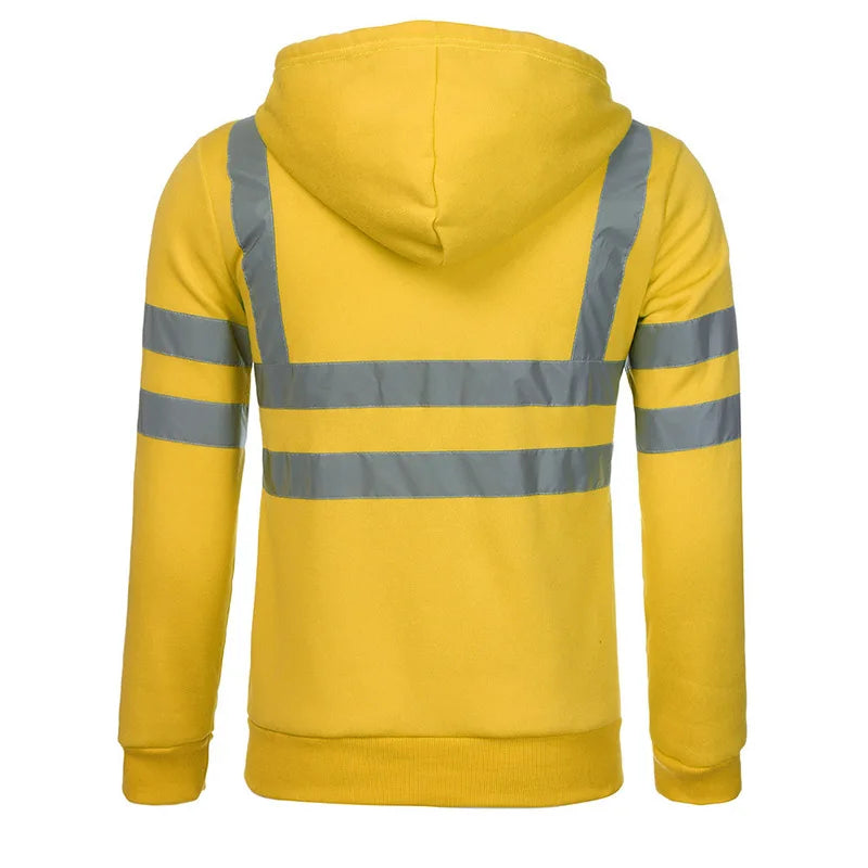 Safety Reflective Sweatshirt Men Winter Zipper Sweatshirts Hoodie Men Hoody Sweatshirts Male Black Hoodies For Men Workwear
