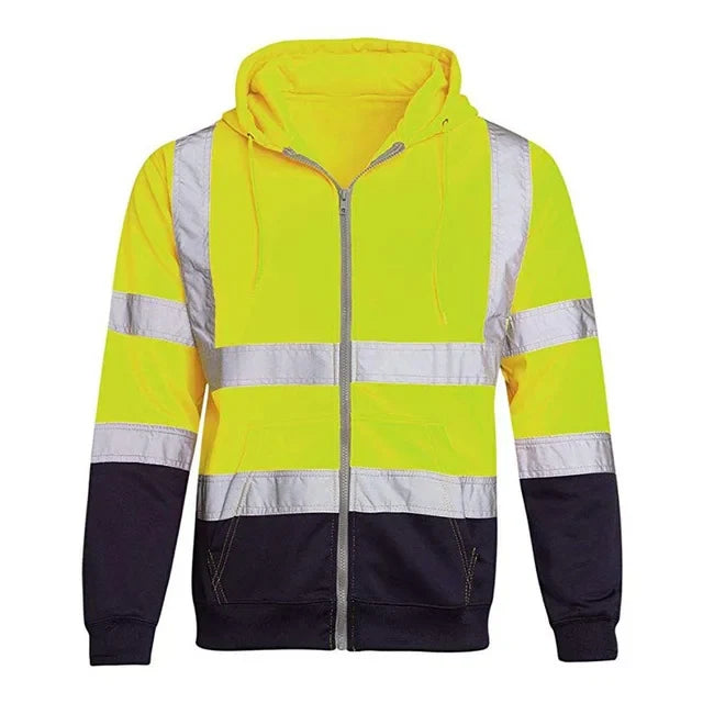 Safety Reflective Sweatshirt Men Winter Zipper Sweatshirts Hoodie Men Hoody Sweatshirts Male Black Hoodies For Men Workwear