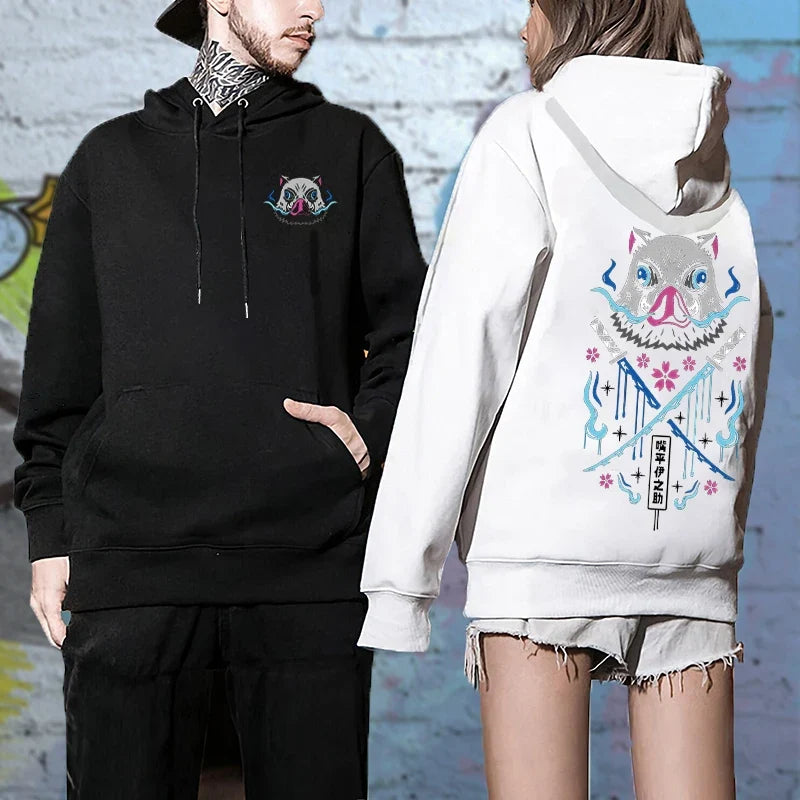 Anime Hoodies Men Women Kimetsu no Yaiba Kawaii Manga Sweatshirts Gothic Harajuku Hooded Pullover Casual Streetwear