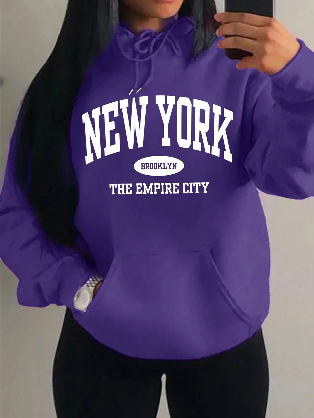 New York City Brooklyn Creative Letter Printed Female Hoodies Multicolor Loose Hoody Y2K Street Sportswear Fleece Hoodie Unisex