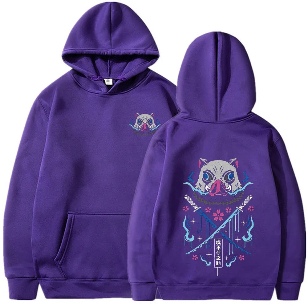 Anime Hoodies Men Women Kimetsu no Yaiba Kawaii Manga Sweatshirts Gothic Harajuku Hooded Pullover Casual Streetwear