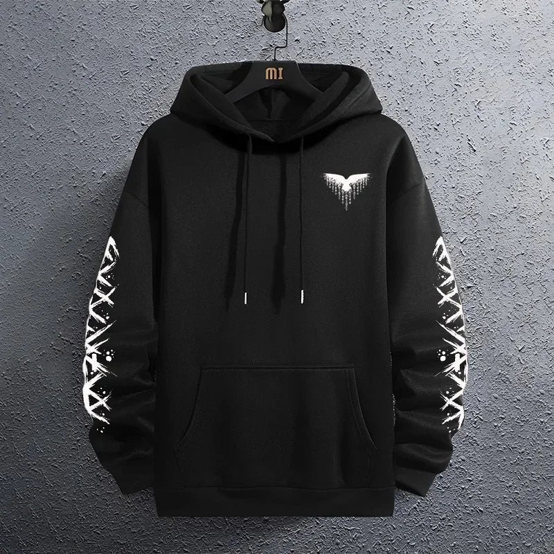 Black Sweatshirts Autumn Winter Male Daily Casual Sporty Jogging Hoodie Men's Outwear Fashion Pullover