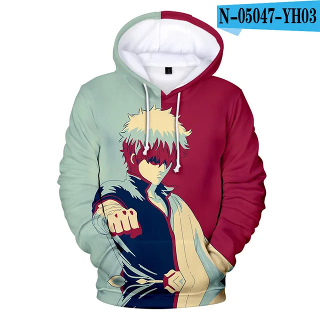 New Anime GINTAMA Sakata Gintoki Hoodie Autumn Winter Thick Hoodies Silver Soul Hooded Jacket Men/Women Leisure Sweatshirt Coat