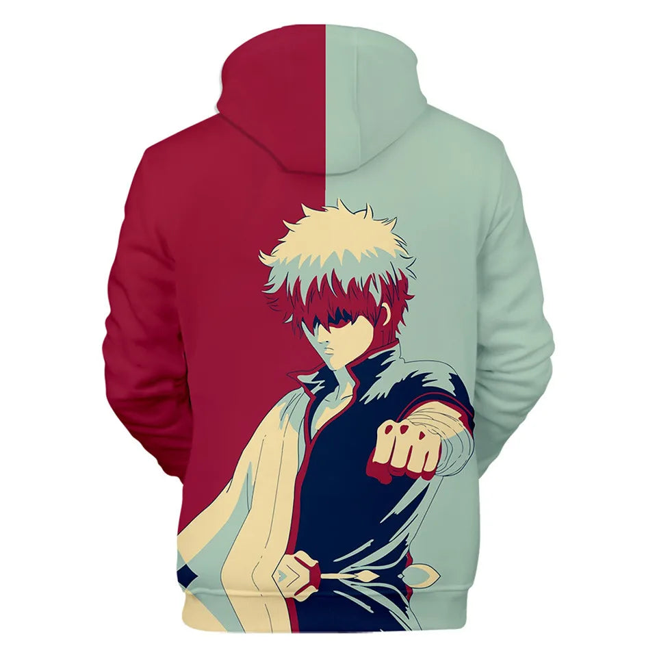 New Anime GINTAMA Sakata Gintoki Hoodie Autumn Winter Thick Hoodies Silver Soul Hooded Jacket Men/Women Leisure Sweatshirt Coat