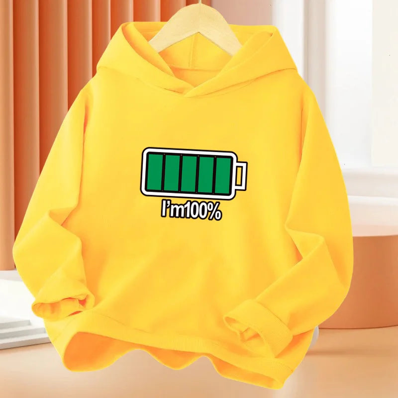 New Low battery Help me printing Hooded Kids Hoodies Sweatshirts Boys Spring  Autumn Hip Hop Basic Coat