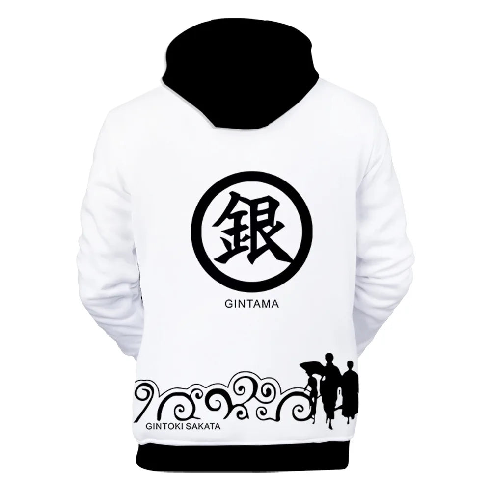 New Anime GINTAMA Sakata Gintoki Hoodie Autumn Winter Thick Hoodies Silver Soul Hooded Jacket Men/Women Leisure Sweatshirt Coat