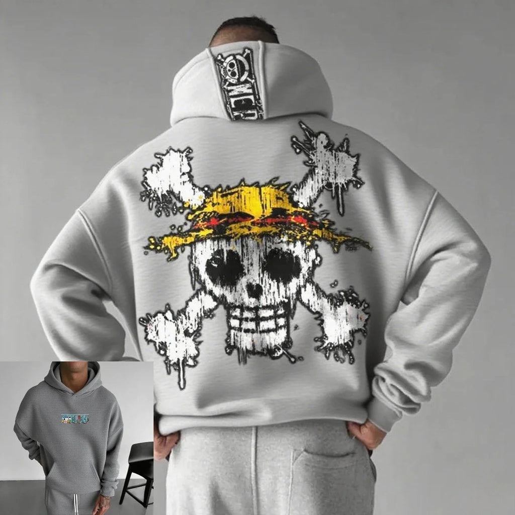 Unisex Oversized One Piece Hooded Sweatshirt Men Women Skull Print Streetwear Casual Pullover Sweater Fashion Spring Autumn New