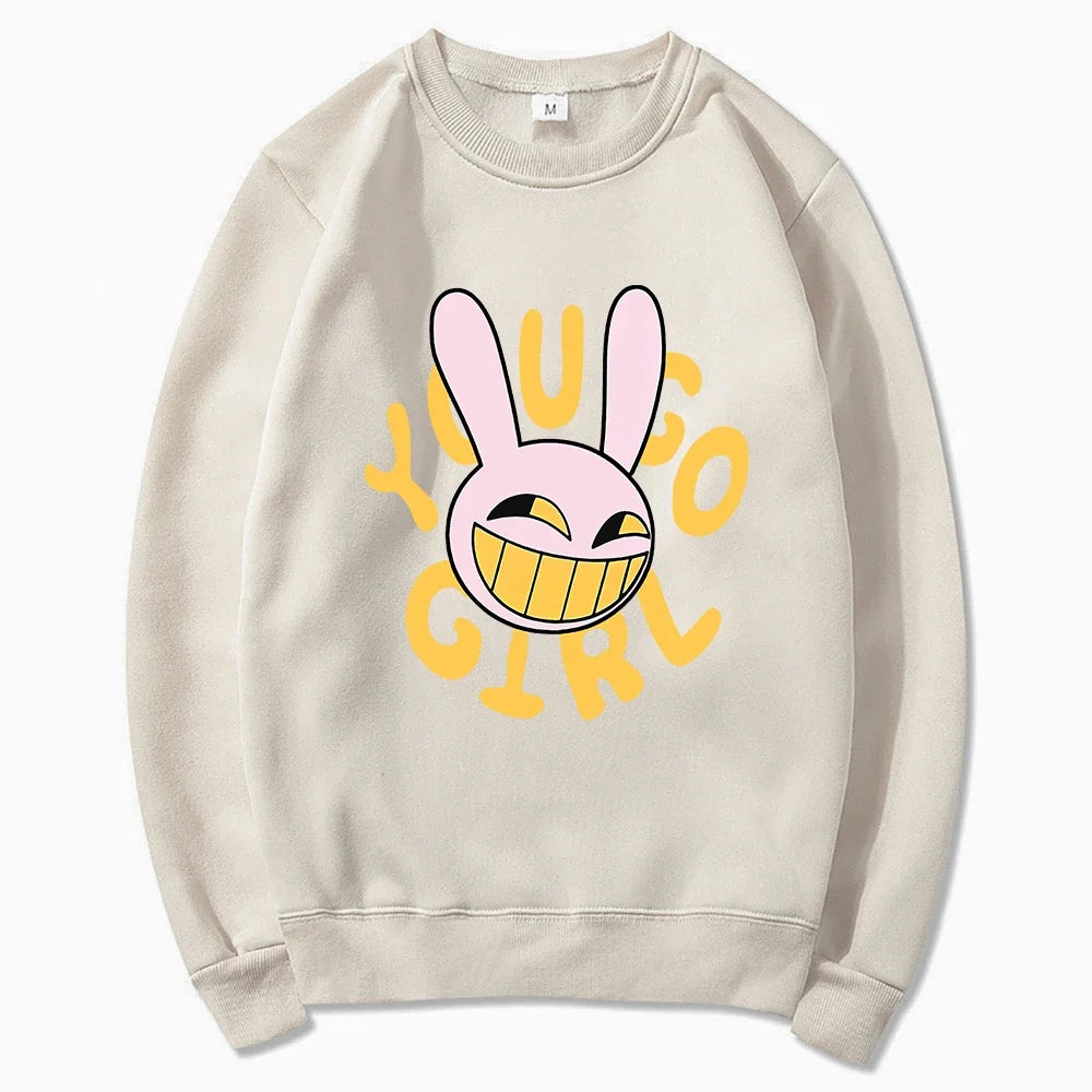Hoodie Fashion Women Harajuku Funny Cute Rabbit Hoodie Unisex Cartoon Vintage Pullover Sweatshirt