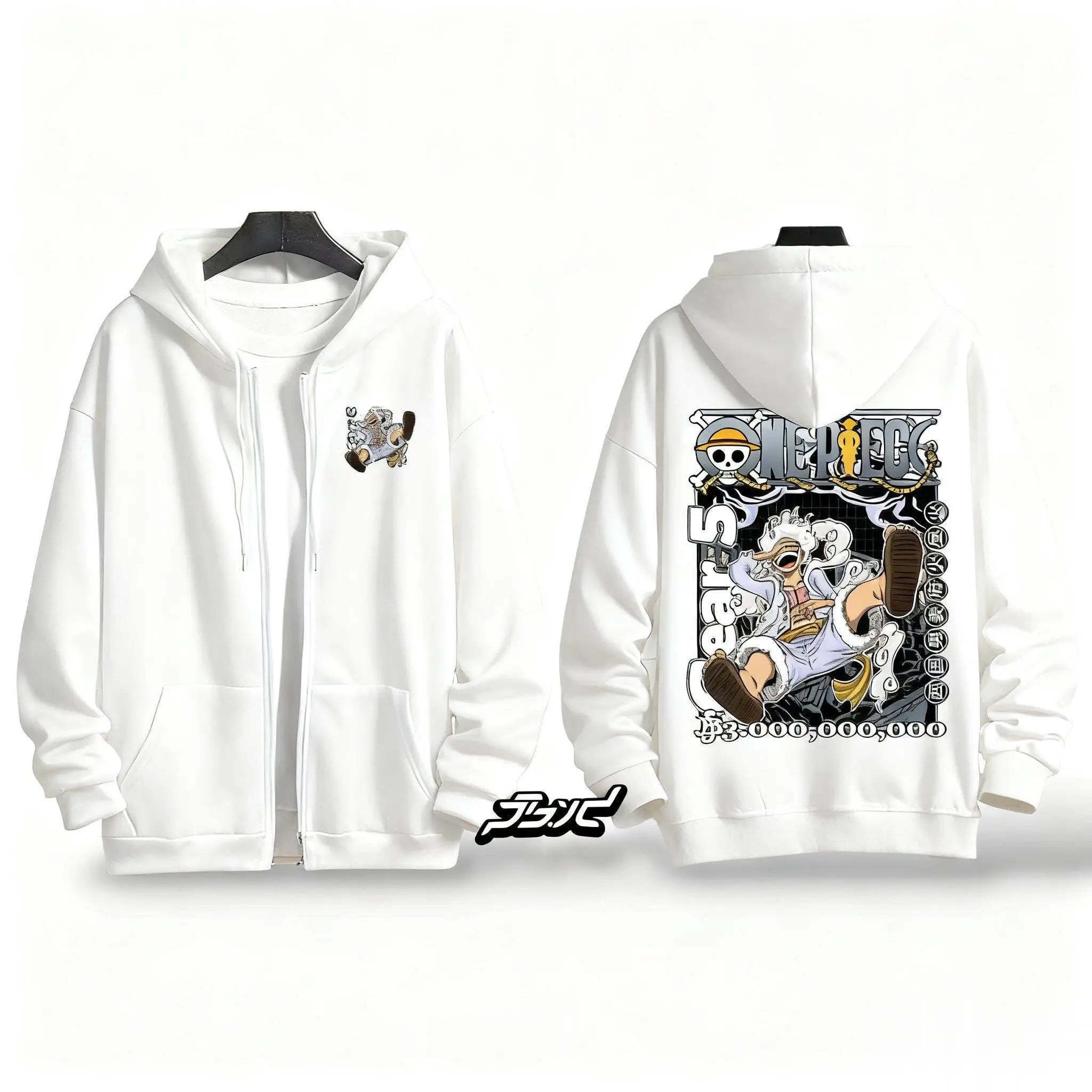 One Piece Gear 5 Luffy Anime Hooded Sweatshirt Men Women Zip Up Jacket Streetwear Casual Pullover Autumn Cartoon Graphic Hoodie