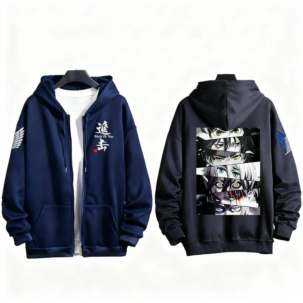 Japanese Anime Print Zip Up Hoodie Men Women Sweatshirt Streetwear Oversized Casual Long Sleeve Jacket Cosplay Spring Autumn New