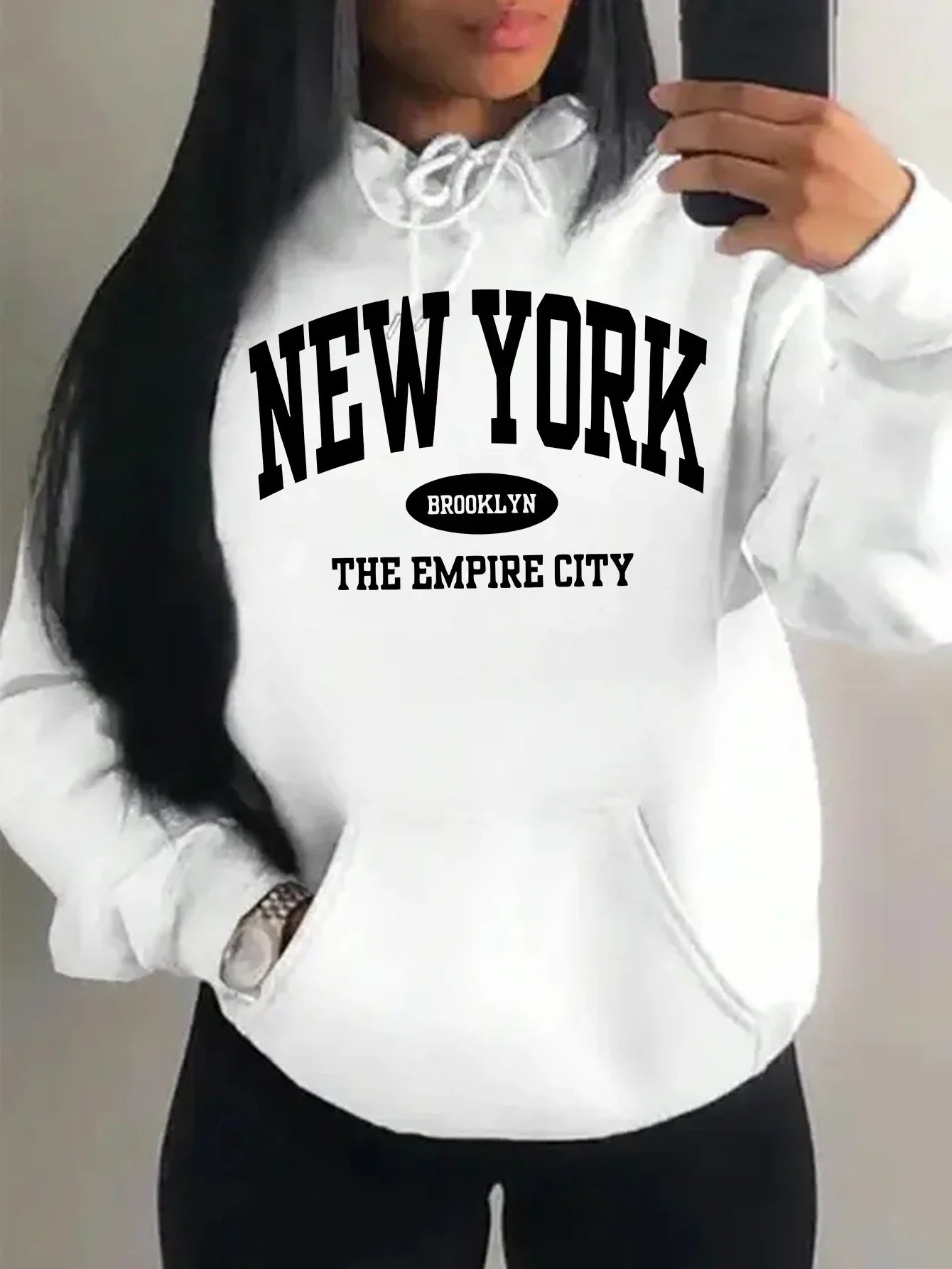 New York City Brooklyn Creative Letter Printed Female Hoodies Multicolor Loose Hoody Y2K Street Sportswear Fleece Hoodie Unisex