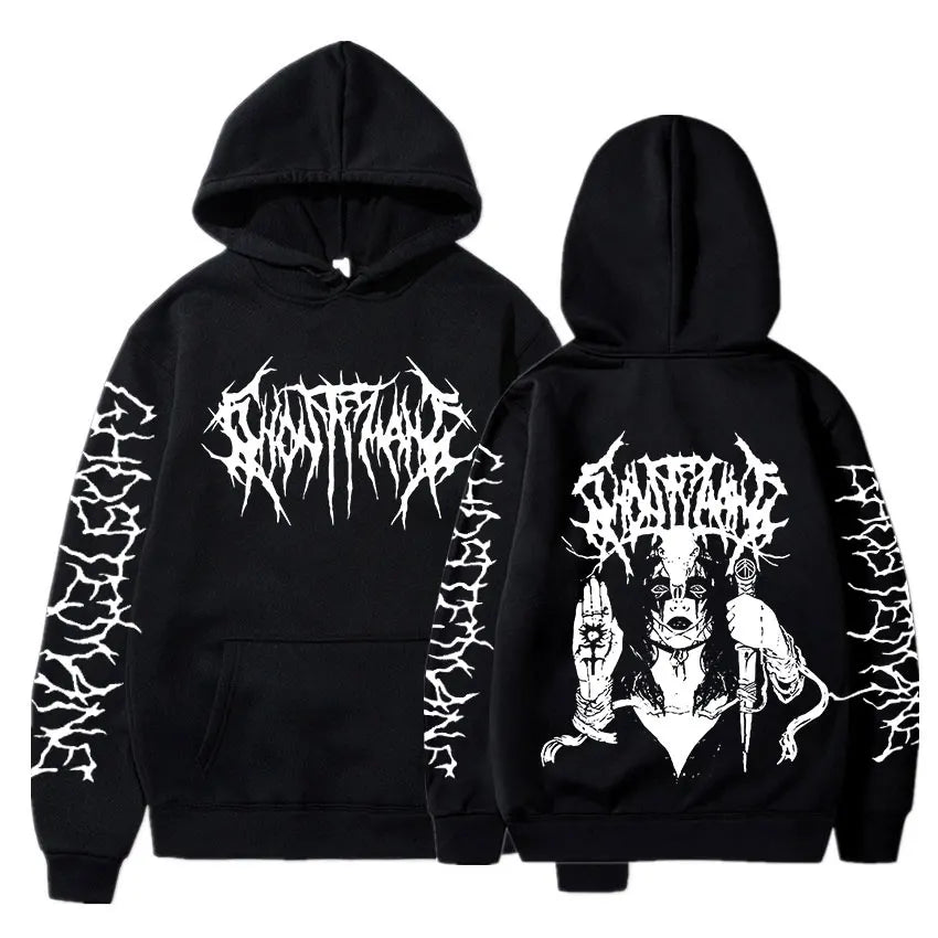 Ghostemane Double Sided Print Hoodie Men's Fashion Hip Hop Metal Rock Hoodies Gothic Oversized Sweatshirt Tracksuit Streetwear