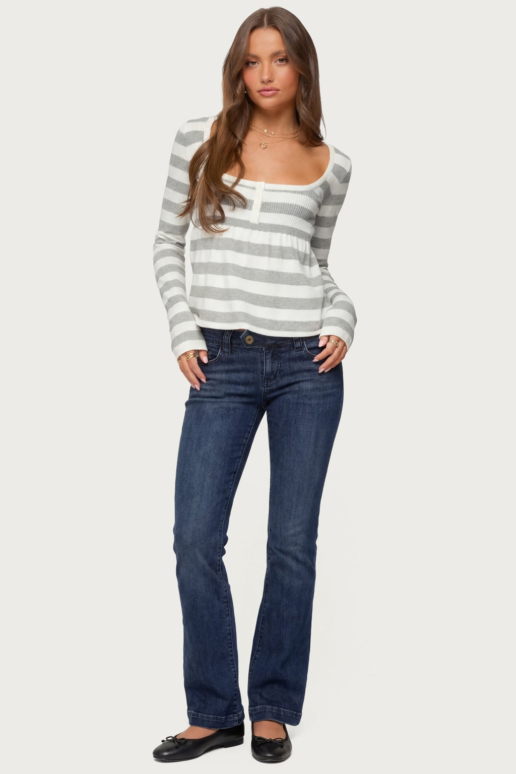 Lockie Striped Knit Babydoll Top
