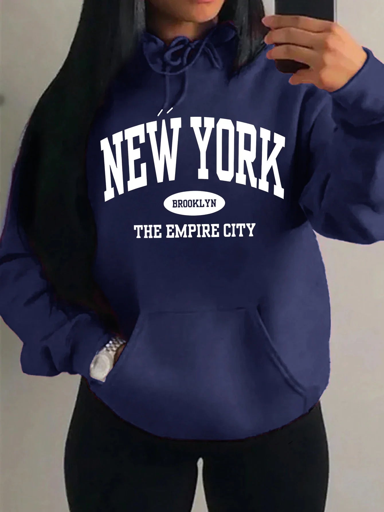 New York City Brooklyn Creative Letter Printed Female Hoodies Multicolor Loose Hoody Y2K Street Sportswear Fleece Hoodie Unisex
