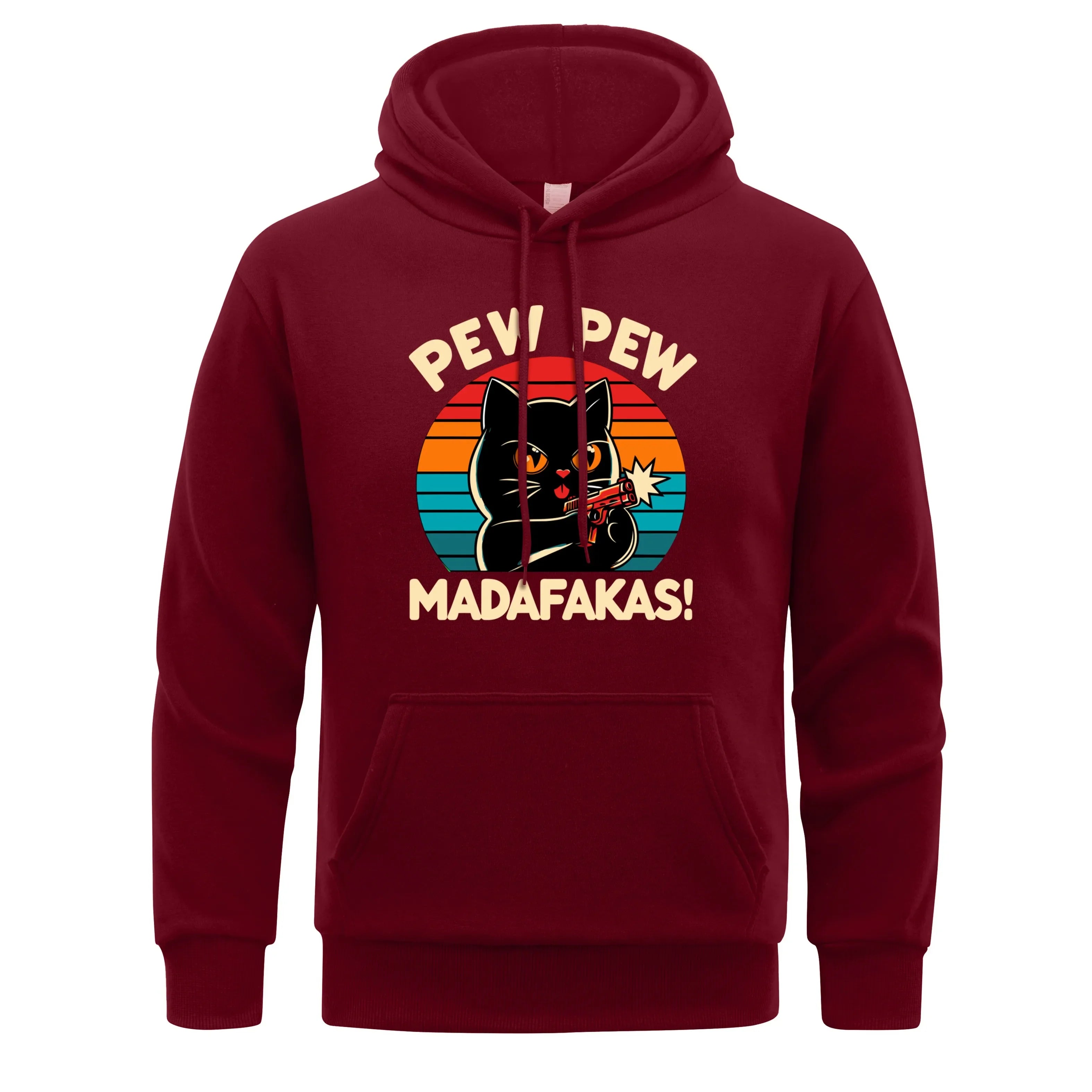 Pew Pew Madafakas Print Hoodie Man Hip Hop Street Casual Hooded Cartoons fur-liner Men Hoodies Harajuku S-XXL Pullover Clothing