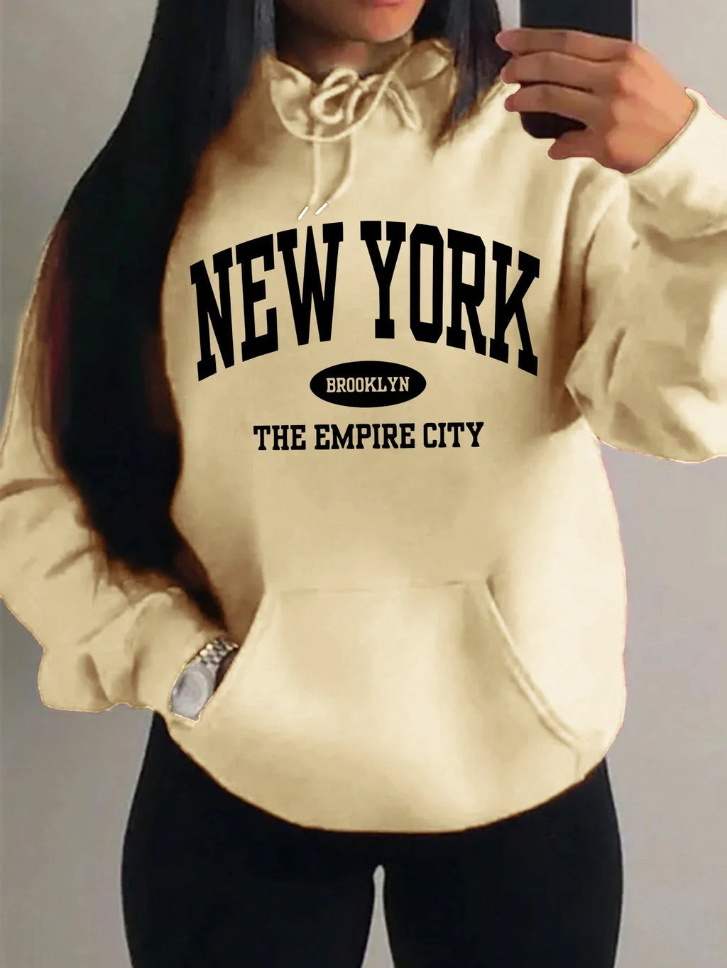 New York City Brooklyn Creative Letter Printed Female Hoodies Multicolor Loose Hoody Y2K Street Sportswear Fleece Hoodie Unisex