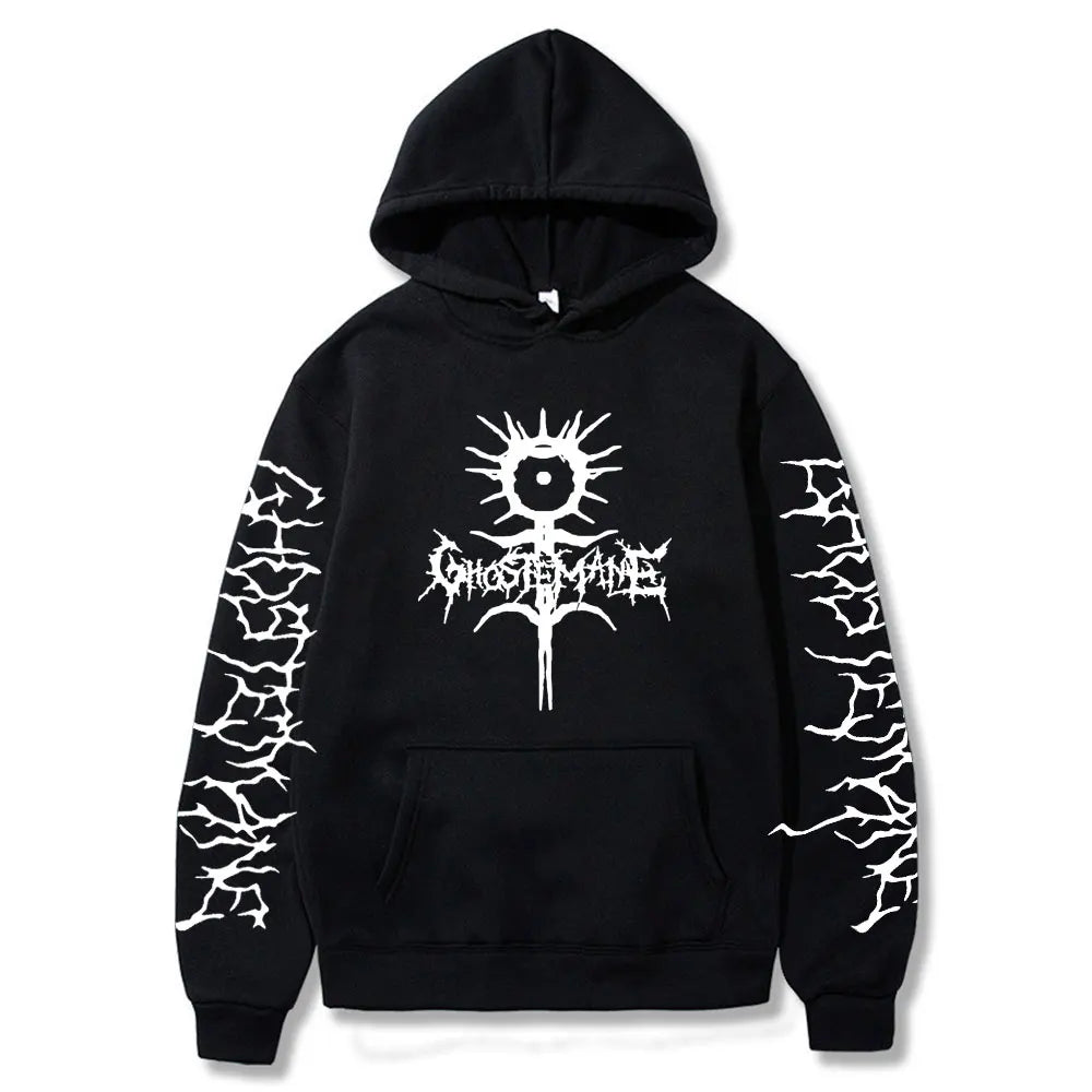 Ghostemane Double Sided Print Hoodie Men's Fashion Hip Hop Metal Rock Hoodies Gothic Oversized Sweatshirt Tracksuit Streetwear