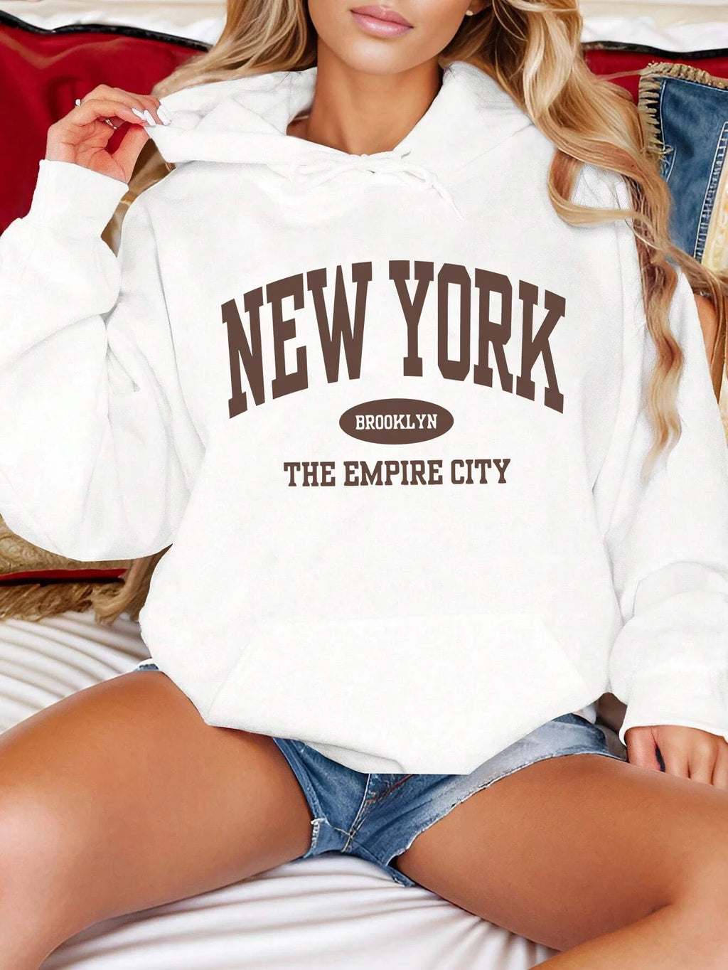 New York City Brooklyn Creative Letter Printed Female Hoodies Multicolor Loose Hoody Y2K Street Sportswear Fleece Hoodie Unisex
