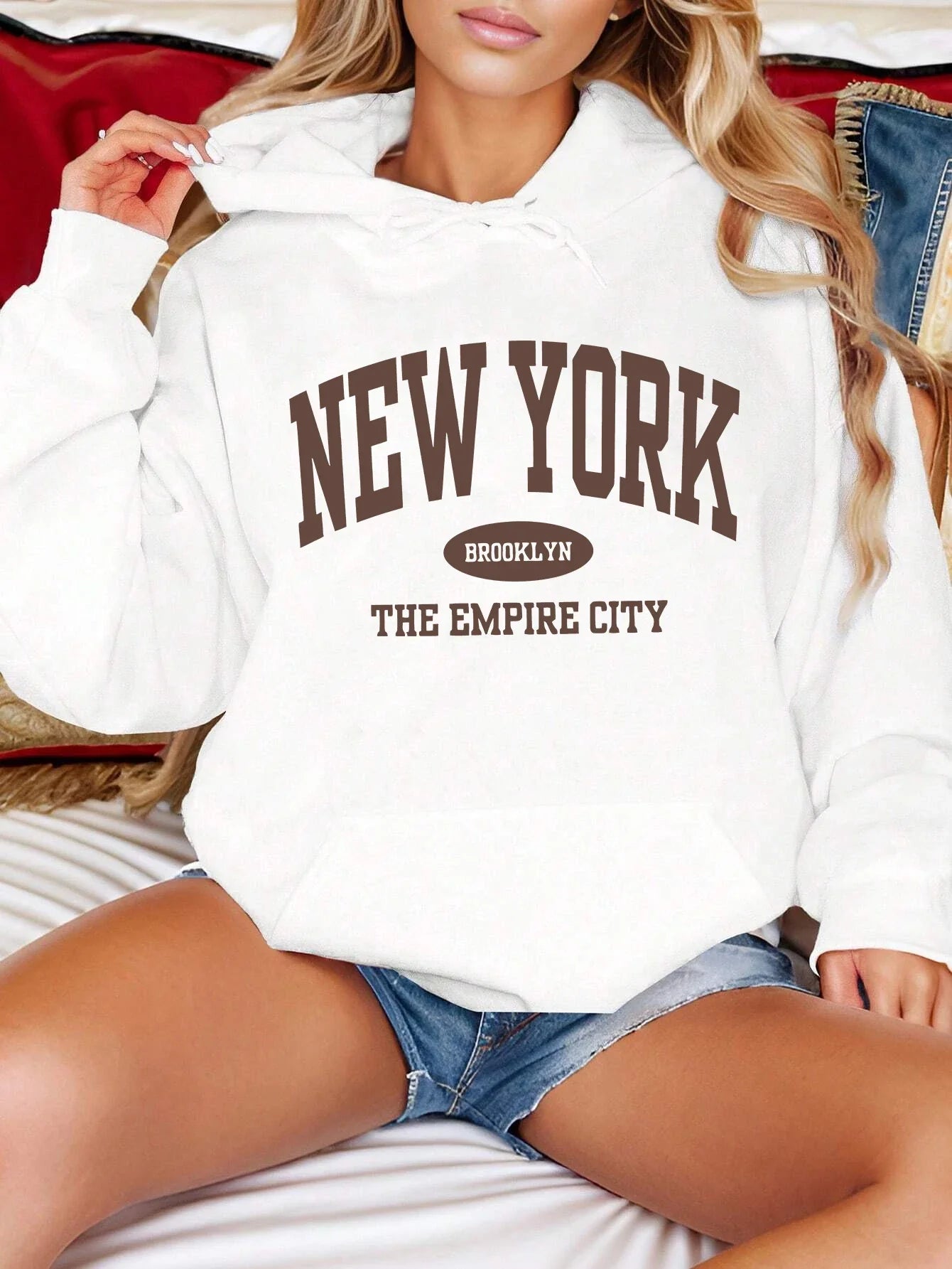 New York City Brooklyn Creative Letter Printed Female Hoodies Multicolor Loose Hoody Y2K Street Sportswear Fleece Hoodie Unisex