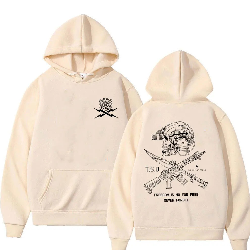 Tip of The Spear X-ray Sparta Tactical Skeleton Print Hoodie Men Women Fashion Oversized Pullover Hoodies Male Casual Tracksuit
