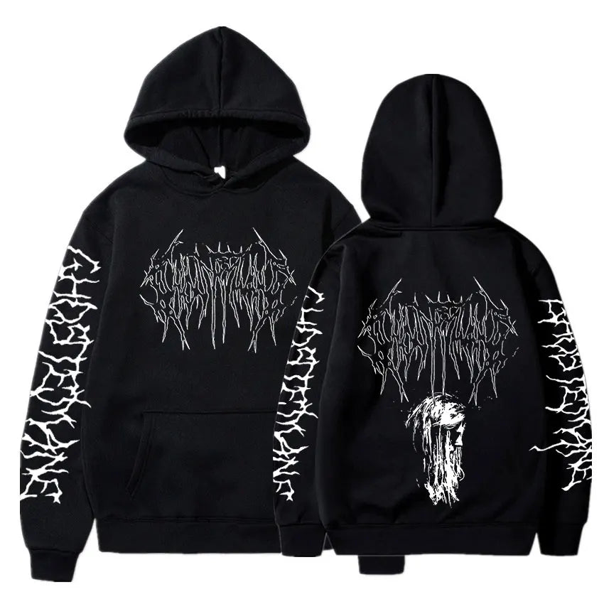 Ghostemane Double Sided Print Hoodie Men's Fashion Hip Hop Metal Rock Hoodies Gothic Oversized Sweatshirt Tracksuit Streetwear