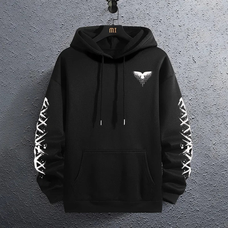 Black Sweatshirts Autumn Winter Male Daily Casual Sporty Jogging Hoodie Men's Outwear Fashion Pullover