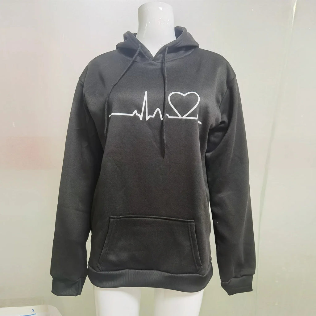 Women's Hoodies Tops Long Sleeve Sports blouse Spring Fashion fun Print Sweatshirts Solid Casual Loose Hooded Sweatshirt