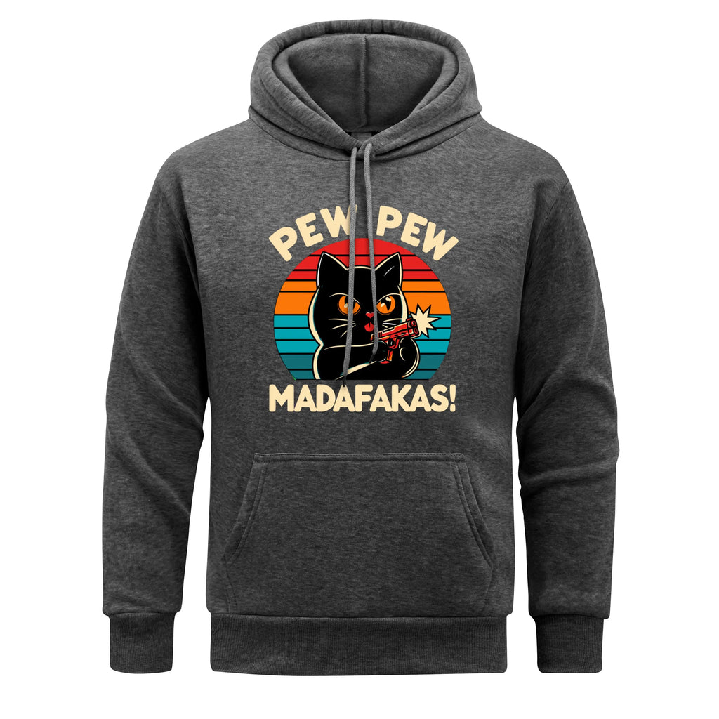 Pew Pew Madafakas Print Hoodie Man Hip Hop Street Casual Hooded Cartoons fur-liner Men Hoodies Harajuku S-XXL Pullover Clothing