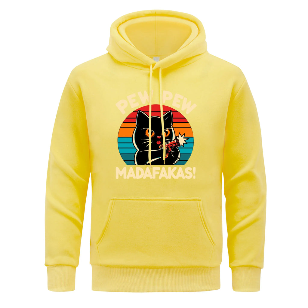 Pew Pew Madafakas Print Hoodie Man Hip Hop Street Casual Hooded Cartoons fur-liner Men Hoodies Harajuku S-XXL Pullover Clothing