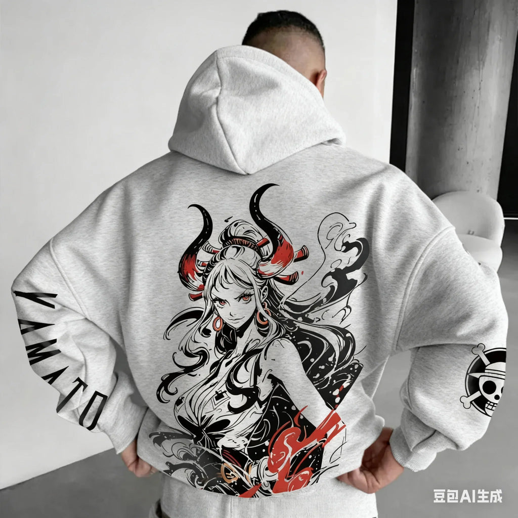 ONE PIECE Yamato Harajuku Anime 2025 Streetwear Winter Oversized Hoodie Vintage Men Women Long Sleeve Hooded Sweater Top Y2k