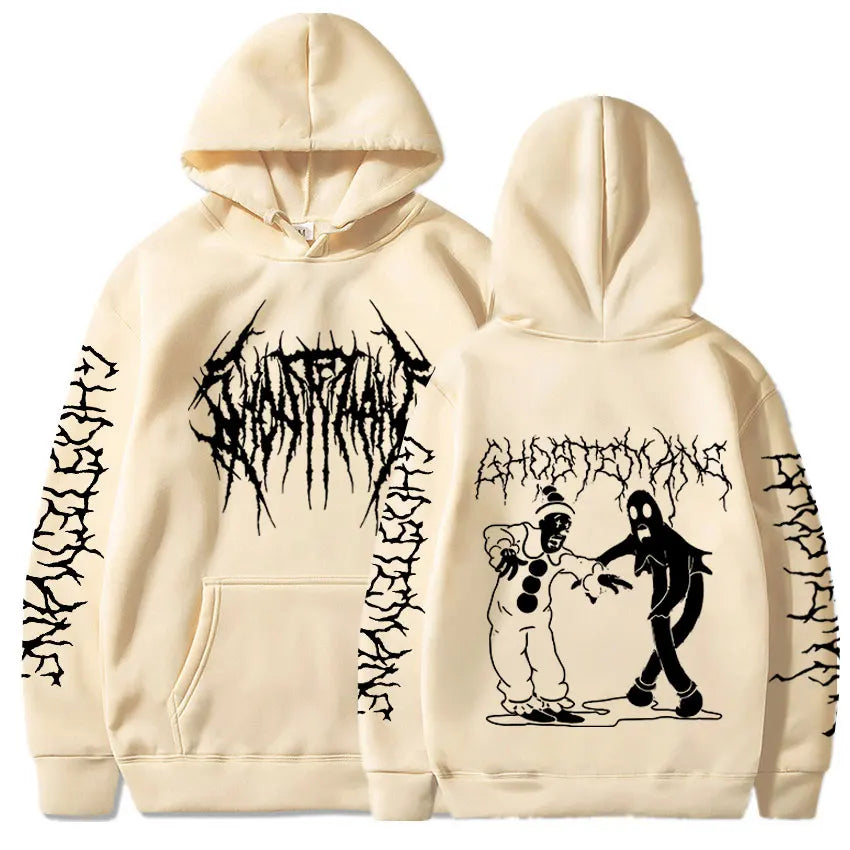 Ghostemane Double Sided Print Hoodie Men's Fashion Hip Hop Metal Rock Hoodies Gothic Oversized Sweatshirt Tracksuit Streetwear