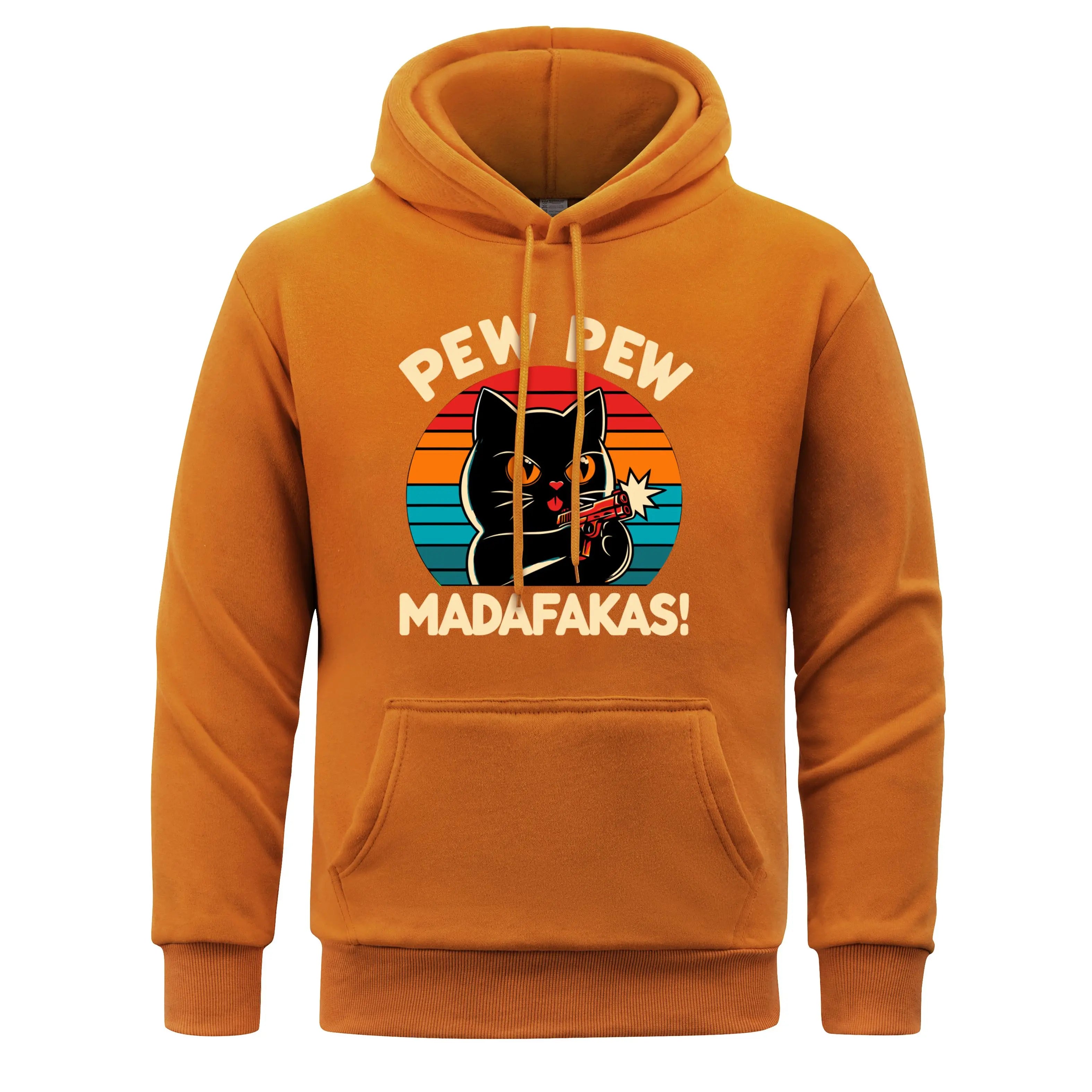 Pew Pew Madafakas Print Hoodie Man Hip Hop Street Casual Hooded Cartoons fur-liner Men Hoodies Harajuku S-XXL Pullover Clothing