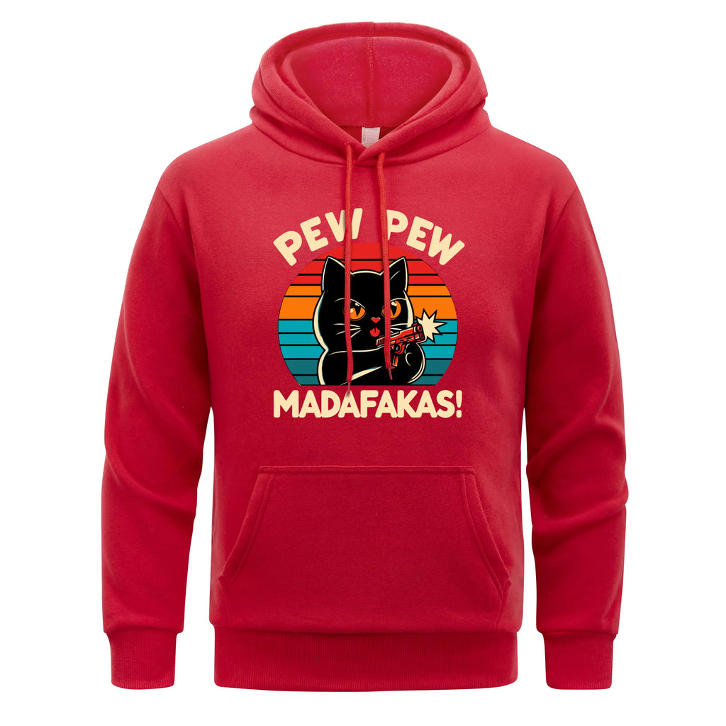 Pew Pew Madafakas Print Hoodie Man Hip Hop Street Casual Hooded Cartoons fur-liner Men Hoodies Harajuku S-XXL Pullover Clothing