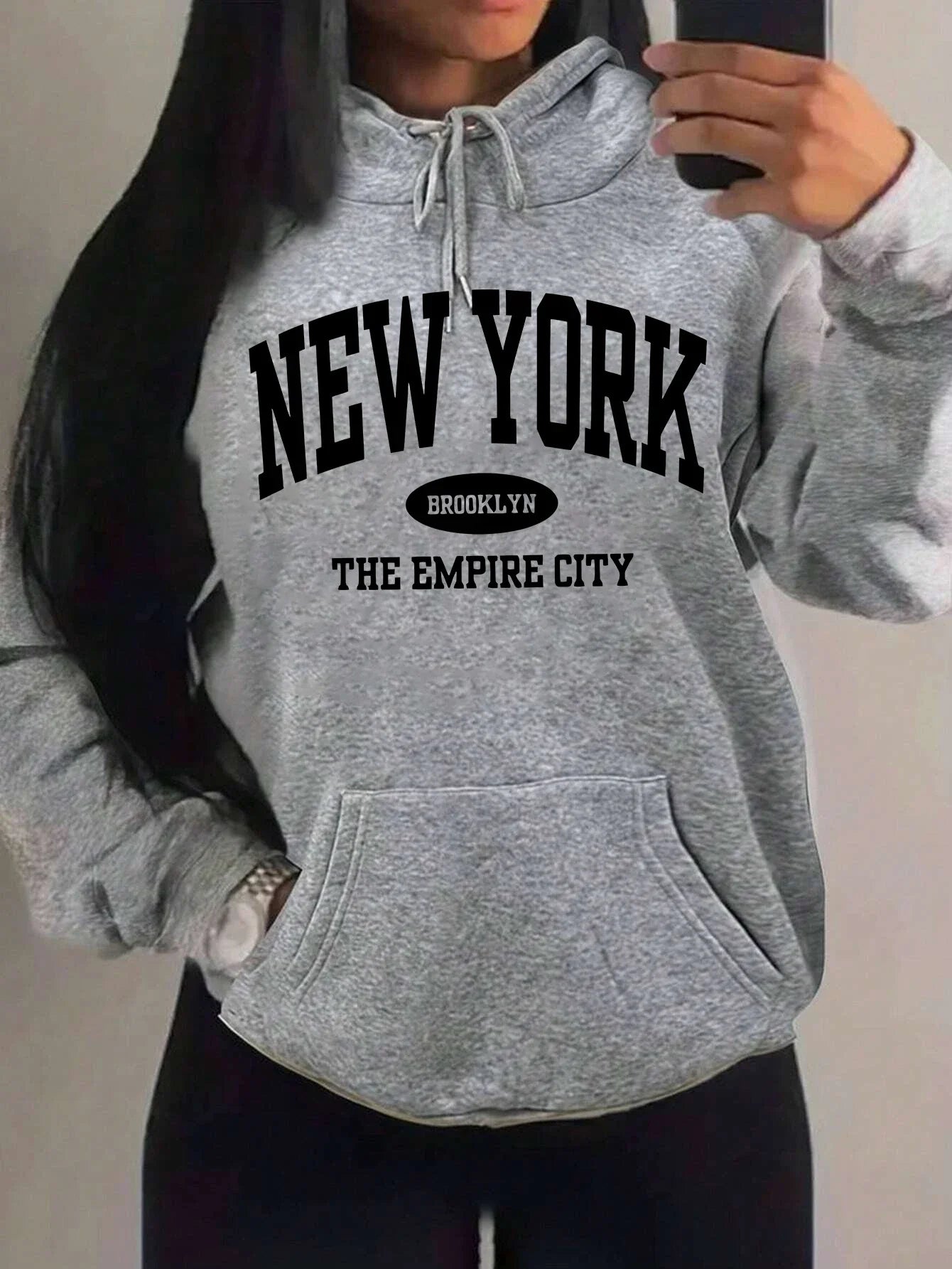 New York City Brooklyn Creative Letter Printed Female Hoodies Multicolor Loose Hoody Y2K Street Sportswear Fleece Hoodie Unisex