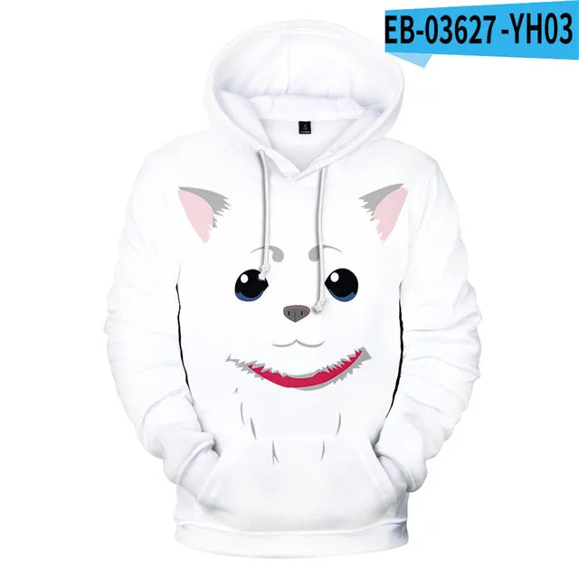 New Anime GINTAMA Sakata Gintoki Hoodie Autumn Winter Thick Hoodies Silver Soul Hooded Jacket Men/Women Leisure Sweatshirt Coat