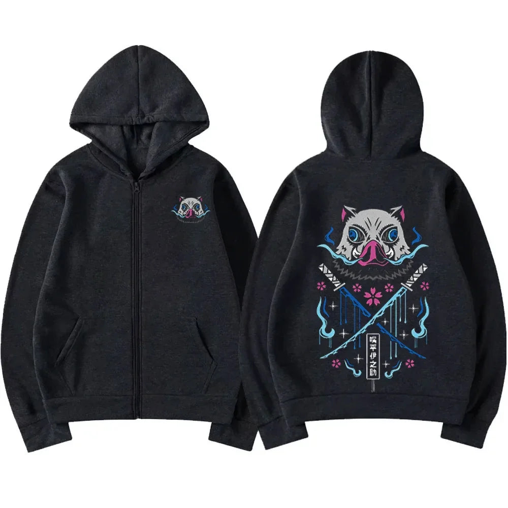 Anime Hoodies Men Women Kimetsu no Yaiba Kawaii Manga Sweatshirts Gothic Harajuku Hooded Pullover Casual Streetwear