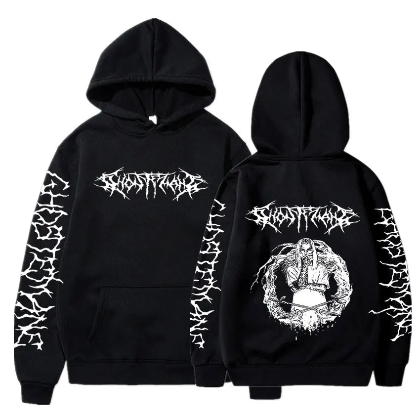 Ghostemane Double Sided Print Hoodie Men's Fashion Hip Hop Metal Rock Hoodies Gothic Oversized Sweatshirt Tracksuit Streetwear