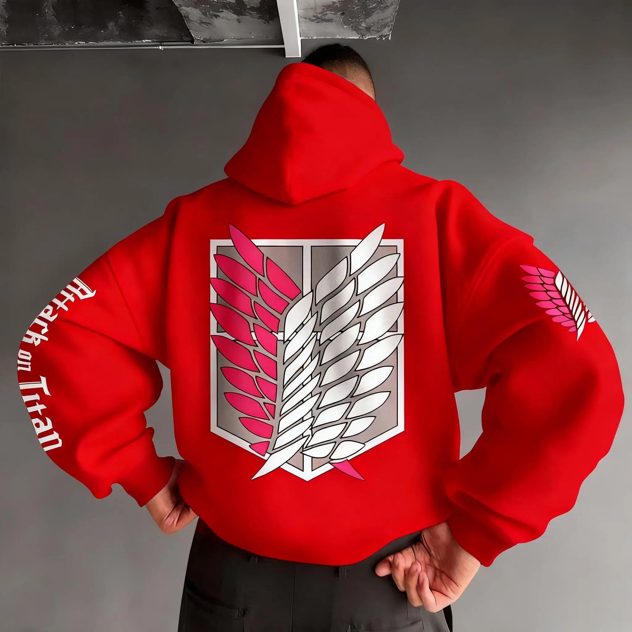 Oversized Casual Attack on Titan Anime Hoodie Men Women Wings Print 2025 Spring Autumn Pullover Sweatshirt Streetwear Fashion
