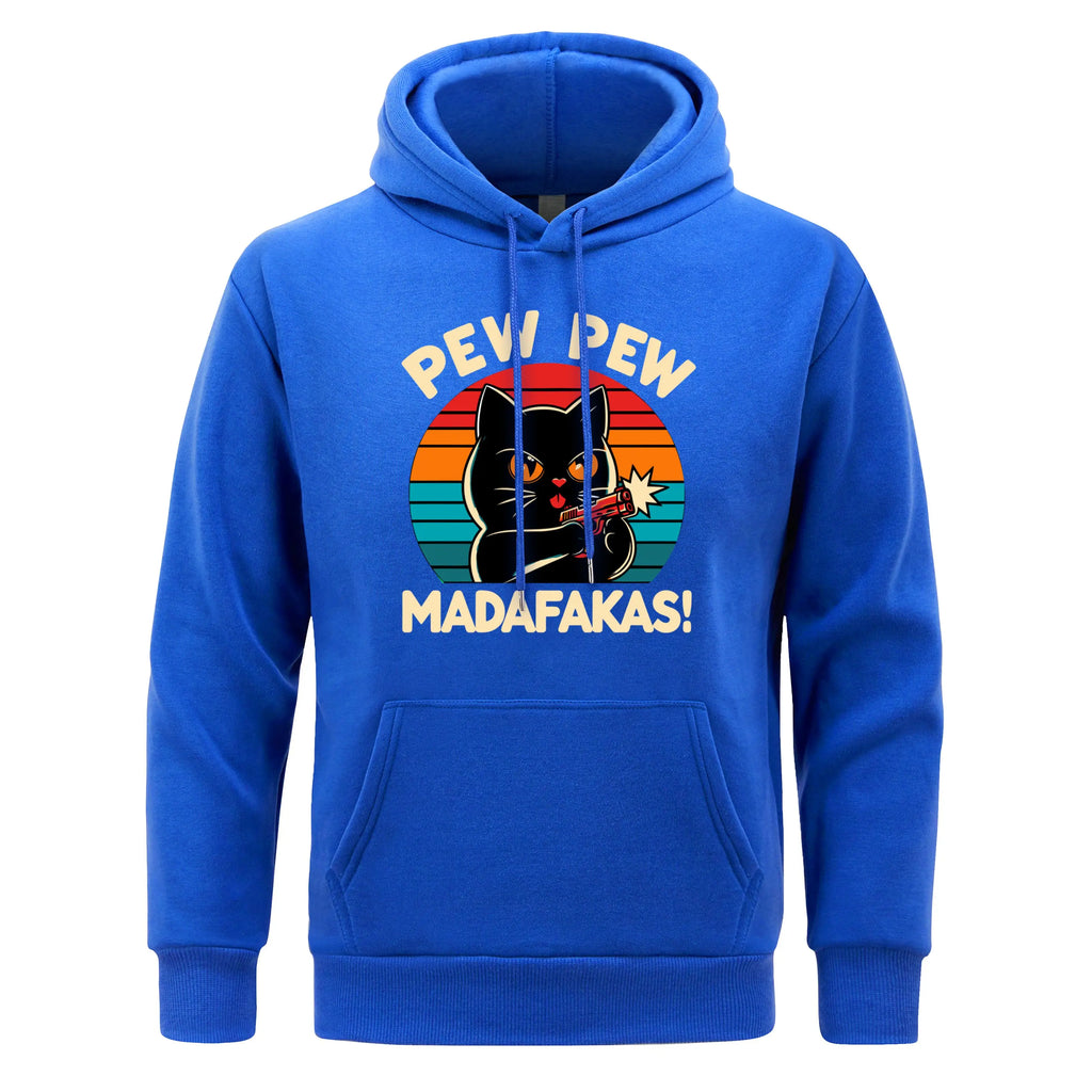 Pew Pew Madafakas Print Hoodie Man Hip Hop Street Casual Hooded Cartoons fur-liner Men Hoodies Harajuku S-XXL Pullover Clothing