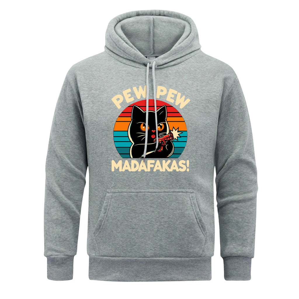 Pew Pew Madafakas Print Hoodie Man Hip Hop Street Casual Hooded Cartoons fur-liner Men Hoodies Harajuku S-XXL Pullover Clothing